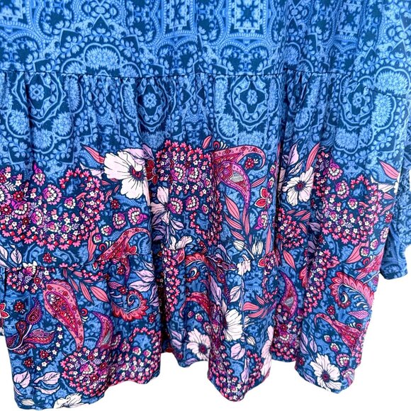AVENUE Blue Boho Blouse Plus Size 20 Rayon Tunic Top Long Sleeve NWT - Picture 12 of 14